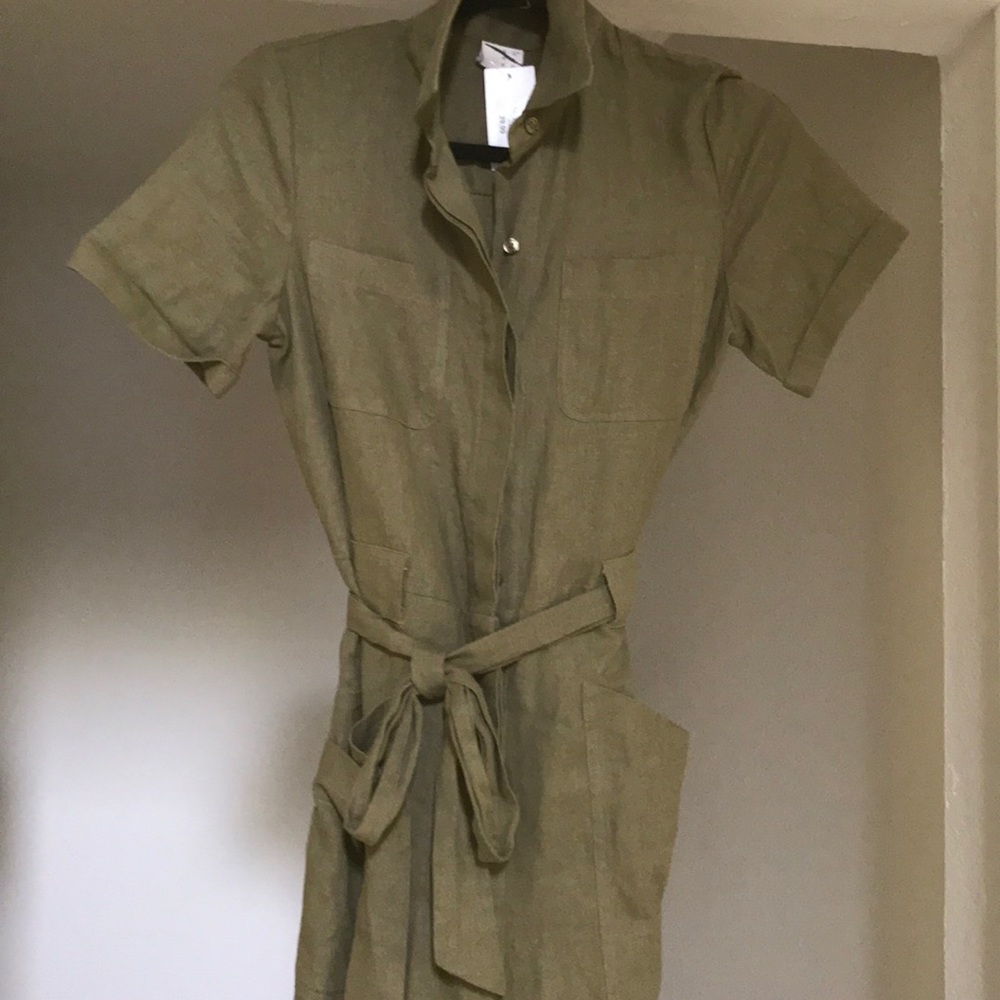 One piece army green with belt two pockets
